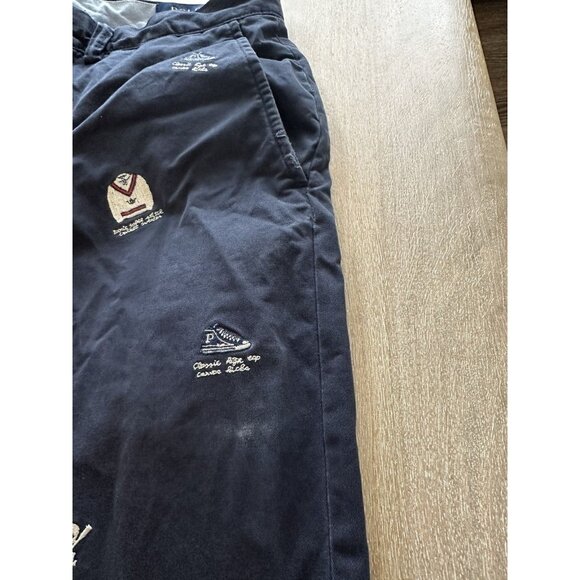 Polo Ralph Lauren Navy Blue Embroidered College Bear Straight Stretch Fit 32X30 - Picture 12 of 12